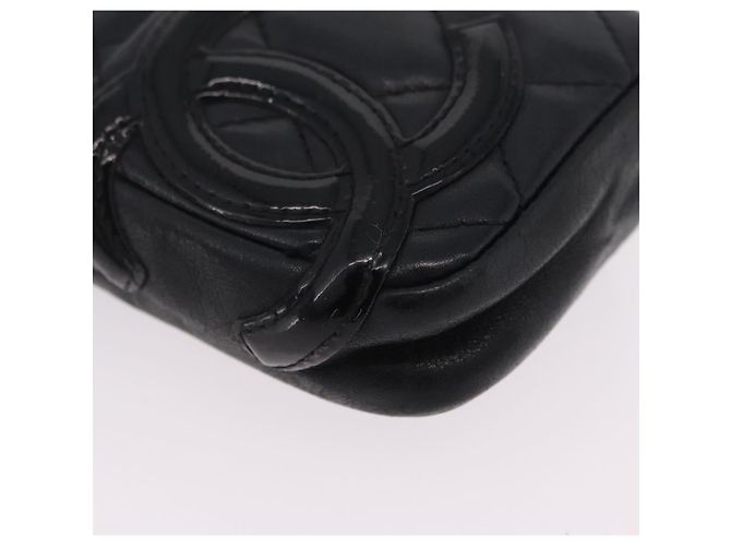 CHANEL Cambon Line Matelasse Pouch Leder Schwarz Silver CC - Ansicht 8