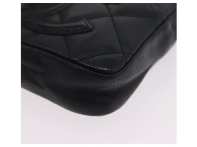 CHANEL Cambon Line Matelasse Pouch Leder Schwarz Silver CC - Ansicht 9