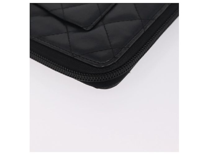 CHANEL Cambon Line Matelasse Long Wallet Leather Black Silver CC - vista 10