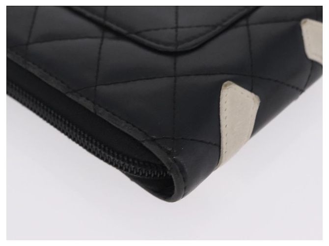 CHANEL Cambon Line Matelasse Long Wallet Leather Black Silver CC - vista 11