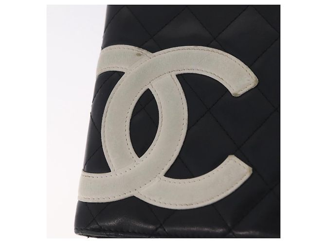 CHANEL Cambon Line Matelasse Long Wallet Leather Black Silver CC - vista 13