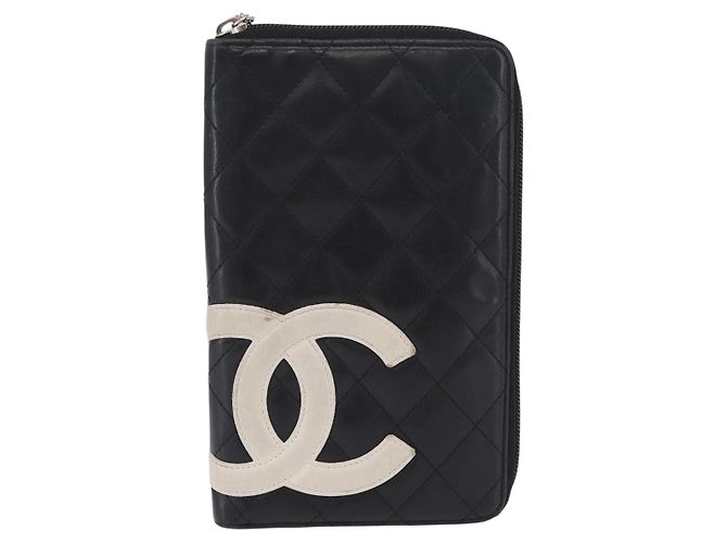 CHANEL Cambon Line Matelasse Long Wallet Leather Black Silver CC - vista 2