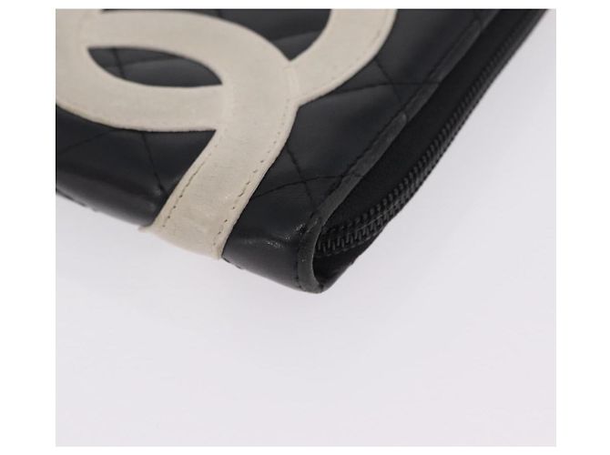 CHANEL Cambon Line Matelasse Long Wallet Leather Black Silver CC - vista 8
