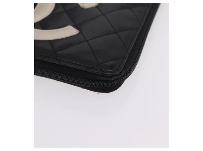 CHANEL Cambon Line Matelasse Long Wallet Leather Black Silver CC - vista 9
