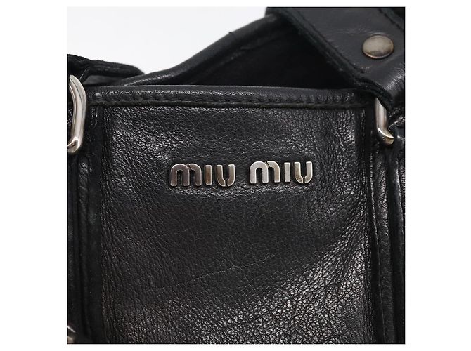 Miu Miu Tote Bag Leather Black Silver - vista 15