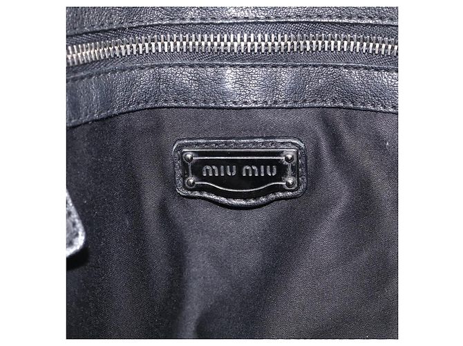 Miu Miu Tote Bag Leather Black Silver - vista 16