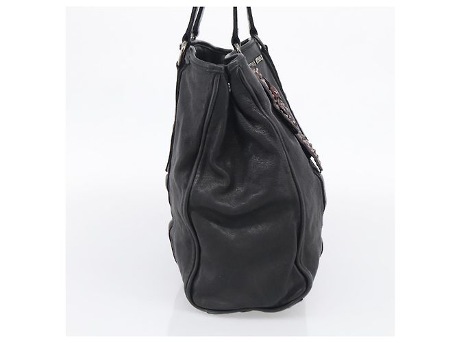 Miu Miu Tote Bag Leather Black Silver - vista 4