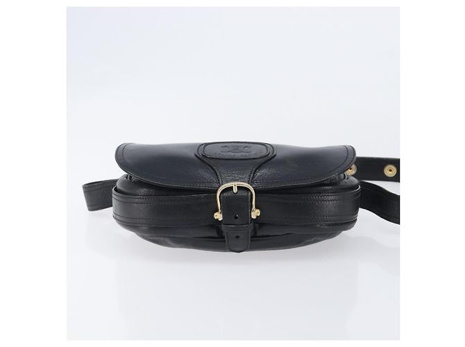 Céline CELINE Bolsa de ombro em couro preto e dourado - vista 10