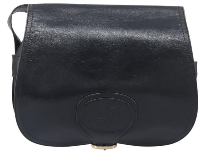 Céline CELINE Bolsa de ombro em couro preto e dourado - vista 2