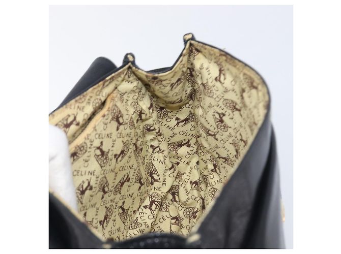 Céline CELINE Bolsa de ombro em couro preto e dourado - vista 21