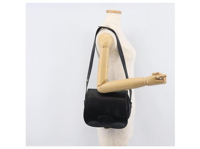 Céline CELINE Bolsa de ombro em couro preto e dourado - vista 26
