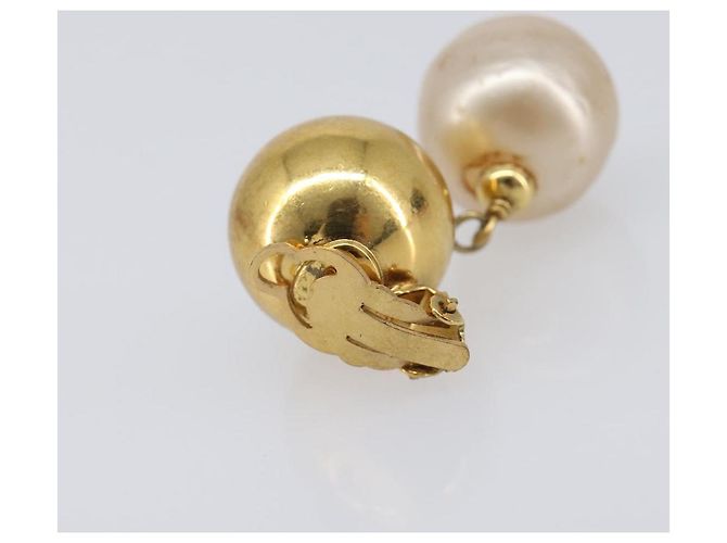 CHANEL Ohrringe Metall Goldfarben Weiß CC - Ansicht 6