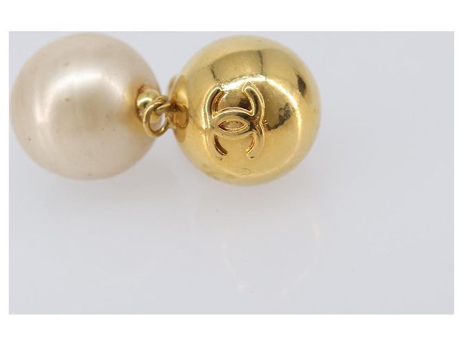 CHANEL Ohrringe Metall Goldfarben Weiß CC - Ansicht 9