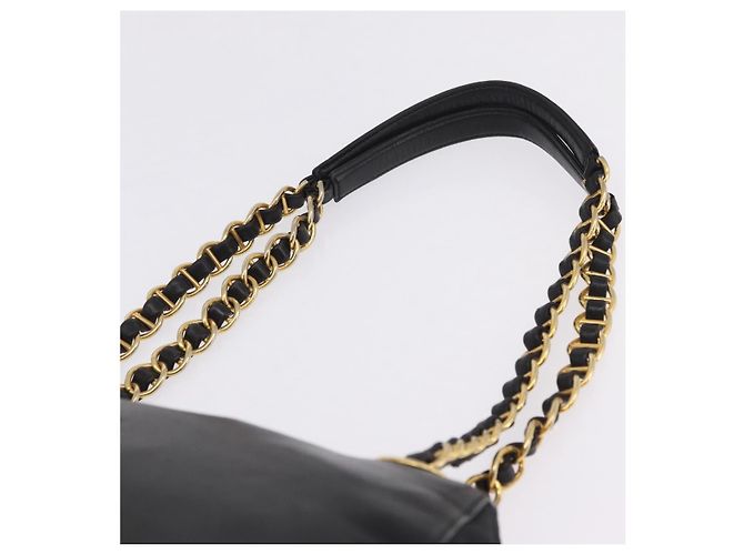 PRADA Schultertasche mit Kette aus Leder Schwarz Gold - Ansicht 8