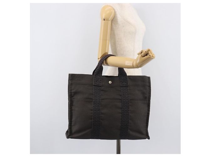 Hermès HERMES Her Line MM Hand Bag Canvas Gray Silver - Ansicht 23