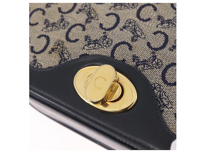 Céline CELINE C Macadam Canvas Shoulder Bag Navy Gold - vista 16