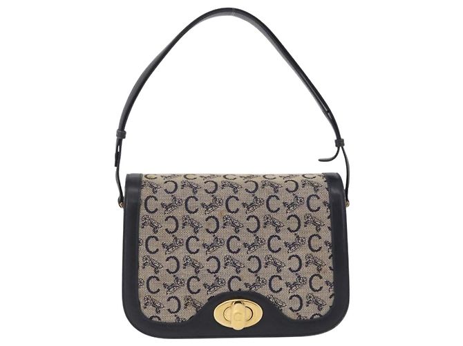 Céline CELINE C Macadam Canvas Shoulder Bag Navy Gold - vista 2