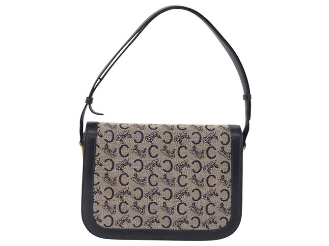 Céline CELINE C Macadam Canvas Shoulder Bag Navy Gold - vista 4
