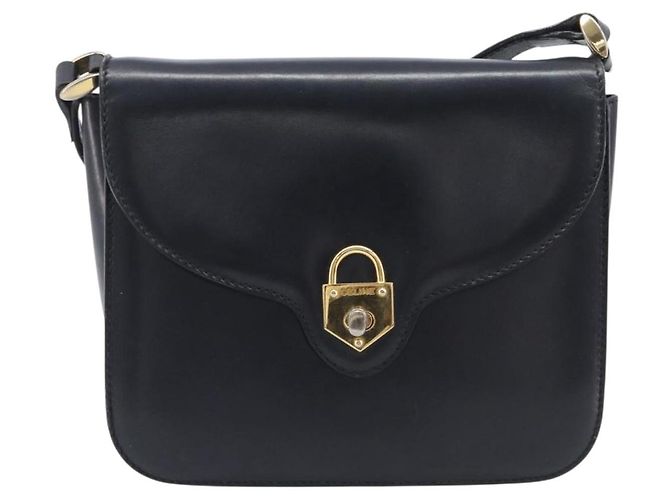 Céline CELINE Bolsa de ombro em couro preto e dourado - vista 2