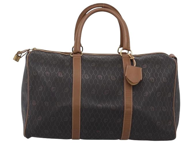 Christian Dior Honeycomb Canvas Boston Bag PVC Black Gold - vista 2