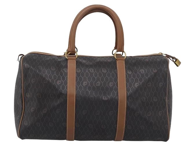 Christian Dior Honeycomb Canvas Boston Bag PVC Black Gold - vista 3
