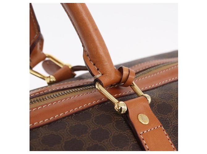 Céline CELINE Macadam Canvas Boston Bag PVC Leder Braun Gold - Ansicht 10