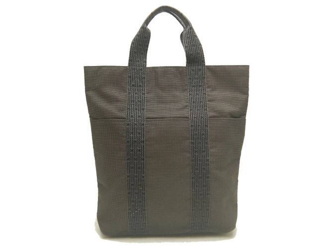 Hermès Saco Cabas Hermes Herline em Nylon Cinza - vista 2