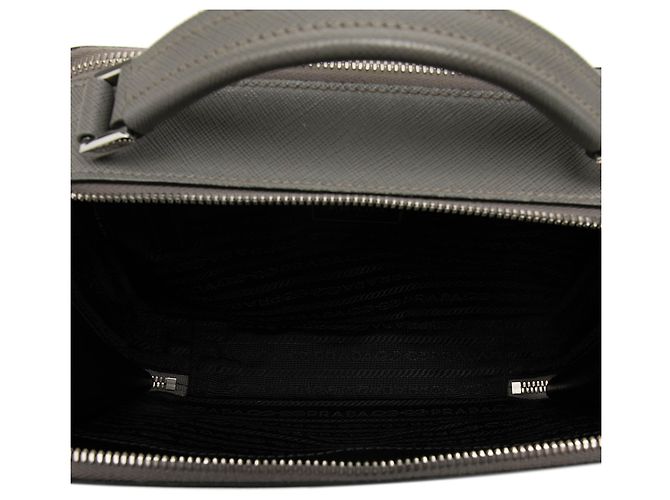 Sac Prada Brique Medium en Saffiano Gris - vue 4