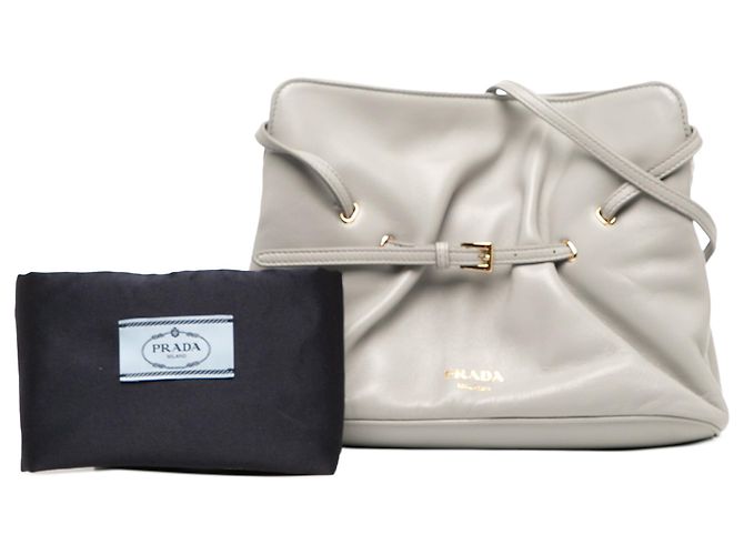 Prada Bolsa de Ombro Dada Small em Nappa cinza - vista 6