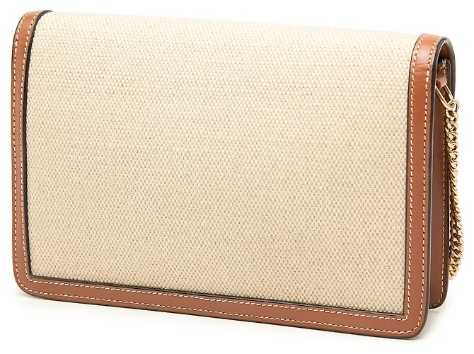 Céline Celine Cuir Triomphe Margo Wallet on Chain aus beigem Canvas und Kalbsleder - Ansicht 2