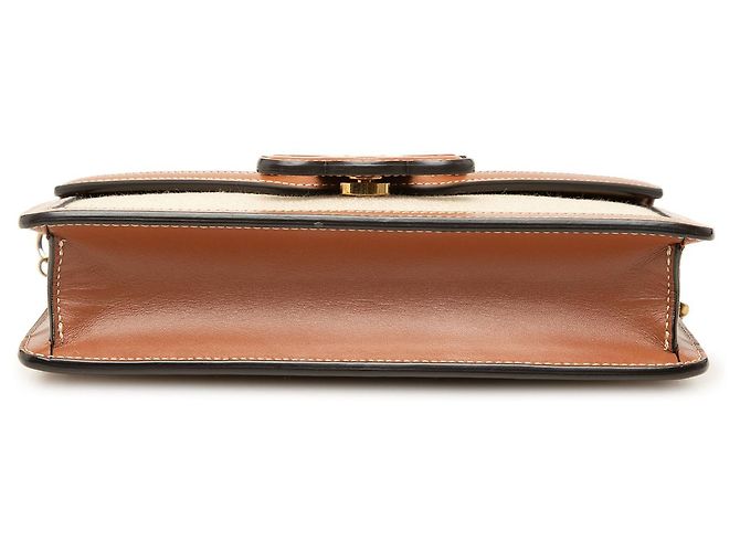 Céline Celine Cuir Triomphe Margo Wallet on Chain aus beigem Canvas und Kalbsleder - Ansicht 3