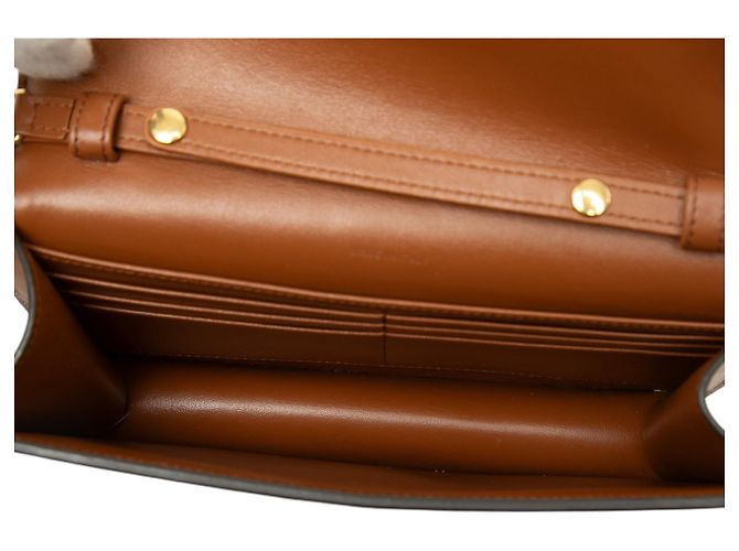 Céline Celine Cuir Triomphe Margo Wallet on Chain aus beigem Canvas und Kalbsleder - Ansicht 4