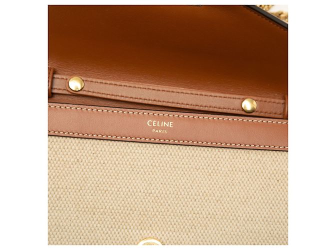 Céline Celine Cuir Triomphe Margo Wallet on Chain aus beigem Canvas und Kalbsleder - Ansicht 5