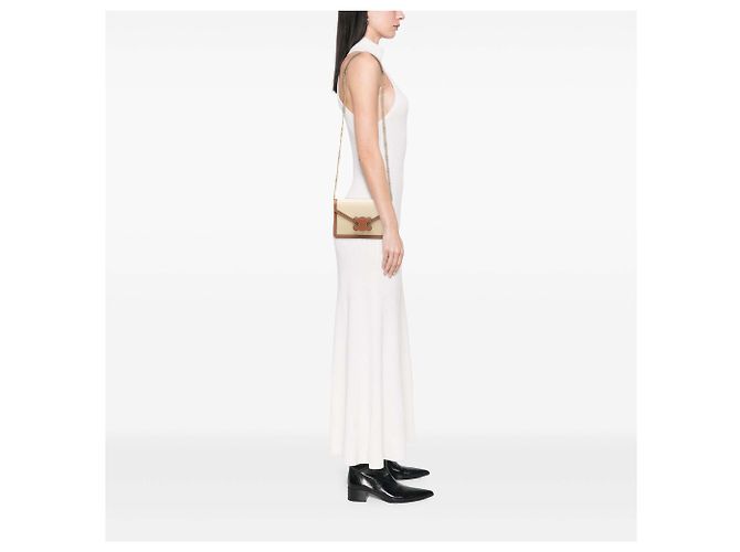 Céline Celine Cuir Triomphe Margo Wallet on Chain aus beigem Canvas und Kalbsleder - Ansicht 6