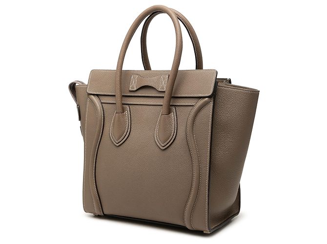 Céline Celine Borsa Tote Luggage Micro in Pelle di Vitello Drummed Marrone - vista 2