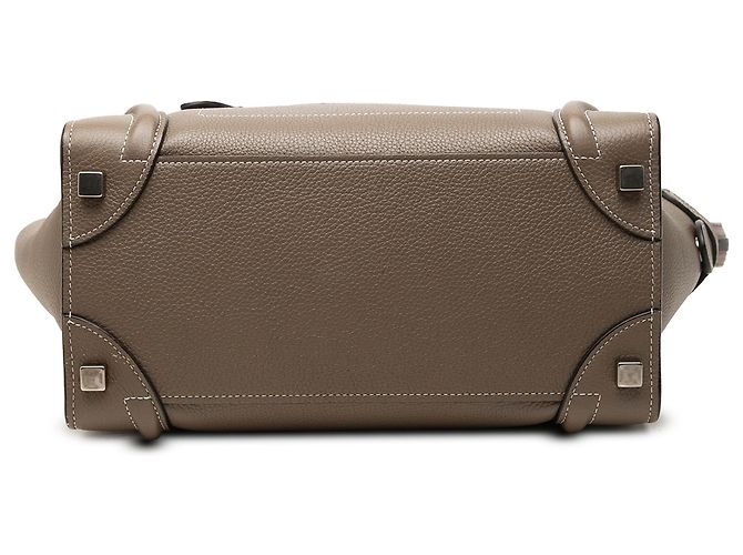 Céline Celine Borsa Tote Luggage Micro in Pelle di Vitello Drummed Marrone - vista 3