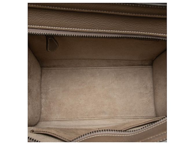 Céline Celine Borsa Tote Luggage Micro in Pelle di Vitello Drummed Marrone - vista 4