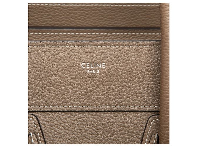 Céline Celine Borsa Tote Luggage Micro in Pelle di Vitello Drummed Marrone - vista 5