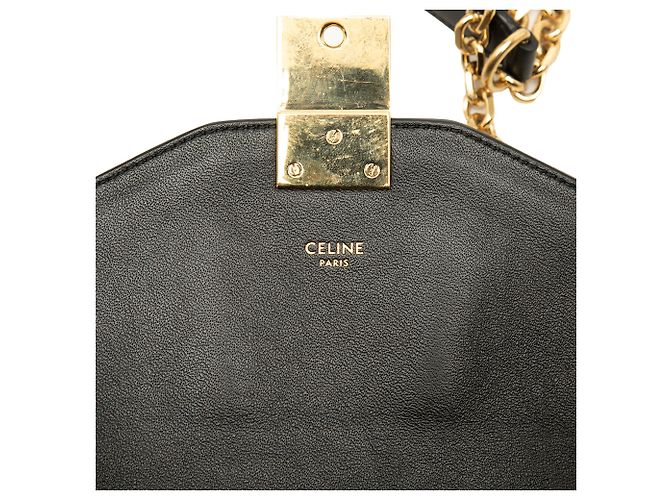 Céline Borsa a tracolla C in pelle di vitello lucida nera Medium Celine - vista 5