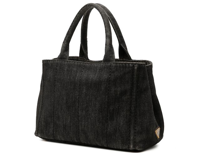 Sac Tote Prada Small Denim Canapa Logo Gris - vue 2