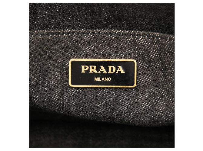 Sac Tote Prada Small Denim Canapa Logo Gris - vue 5