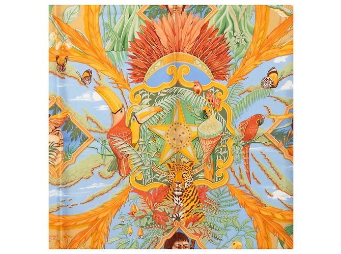 Lenço de Seda Hermès Blue Amazonia 90 - vista 7