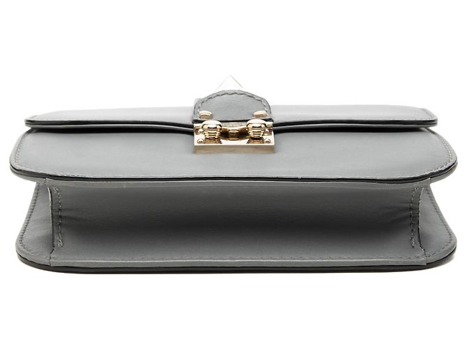 Valentino Borsa a Tracolla Rockstud Glam Lock Piccola in Pelle Grigia - vista 3