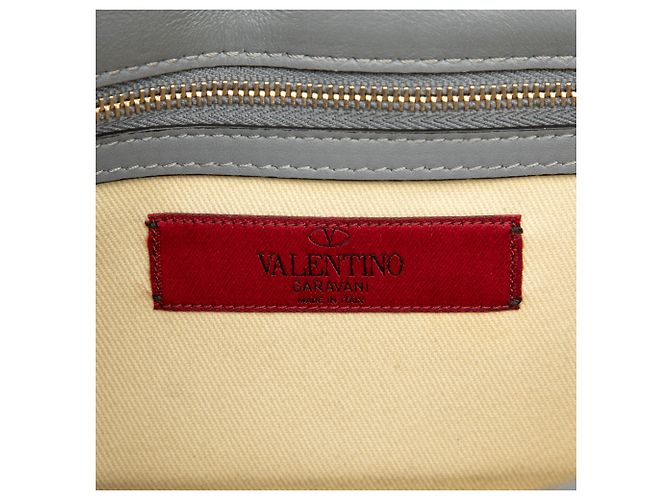 Valentino Borsa a Tracolla Rockstud Glam Lock Piccola in Pelle Grigia - vista 5