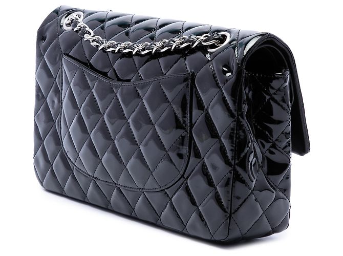 Chanel Black Medium Classic Patent Double Flap - vista 2