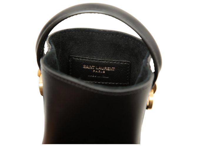 Autre Marque Borsa secchiello Le 37 Saint Laurent in pelle di vitello lucida micro nera - vista 5