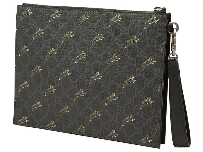 Pouch da polso Gucci Black GG Supreme Tigers Zip - vista 2