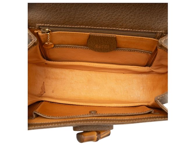 Gucci Brown Small Grained Calfskin Bamboo Night - vista 4