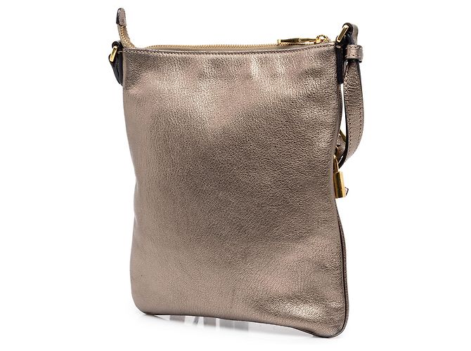 Borsa a tracolla Anagram in pelle metallizzata oro LOEWE - vista 2