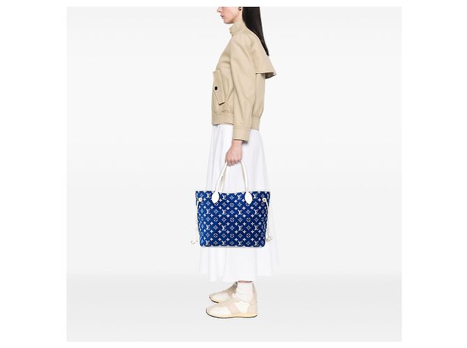Louis Vuitton Blue LV Match Monogram Jacquard Velvet Neverfull MM - Ansicht 5